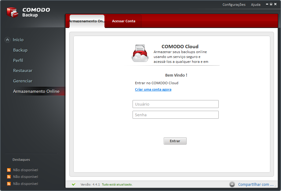 Comodo backup armazenamento online