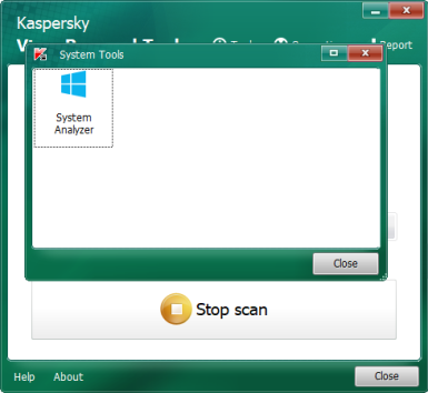 Captura de tela do Kaspersky Virus Removal Tool em sua tela de seleção de sistema para ser analisado.