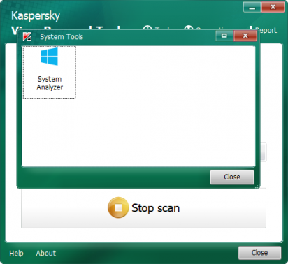 Captura de tela do Kaspersky Virus Removal Tool em sua tela de seleção de sistema para ser analisado.