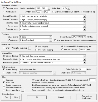 Esta é a tela de configurações gráficas do ePSXe na qual é possível manipulá-lo.