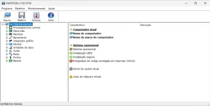 Captura da tela inicial do HWiNFO.