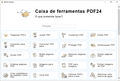 Captura de tela demonstrativa do PDF24 Creator mostrando sua tela de opções.