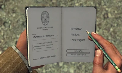 Captura de tela do jogo L.A. Noire traduzido.