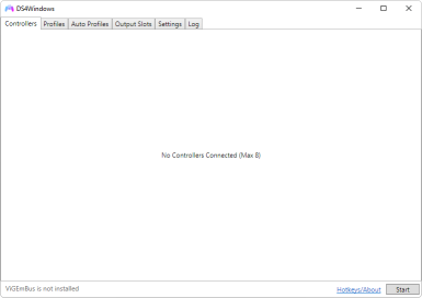 Captura de tela do DS4Windows mostrando a aba 