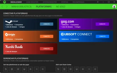 Captura de tela demonstrativa do Razer Cortex mostrando o submenu 