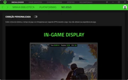 Captura de tela demonstrativa do Razer Cortex mostrando o submenu 