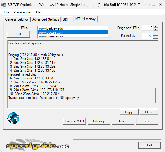 SG Tcp optimizer captura de tela demo 1