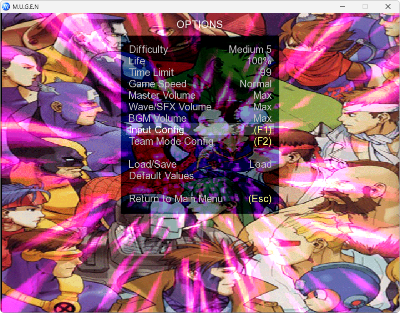 Marvel vs. Capcom 2 input conig captura de tela