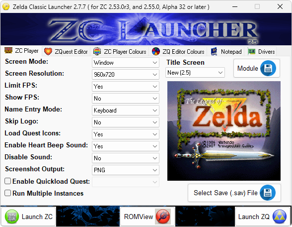 Zelda Classic Launcher captura de tela