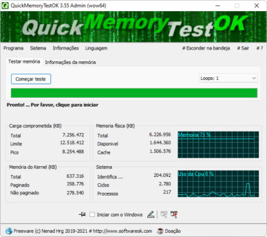 QuickMemoryTestOK 4.67 download the new for windows