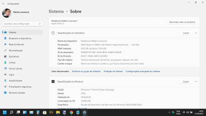 Captura de tela demonstrativa do Windows 11 mostrando sua tela de 