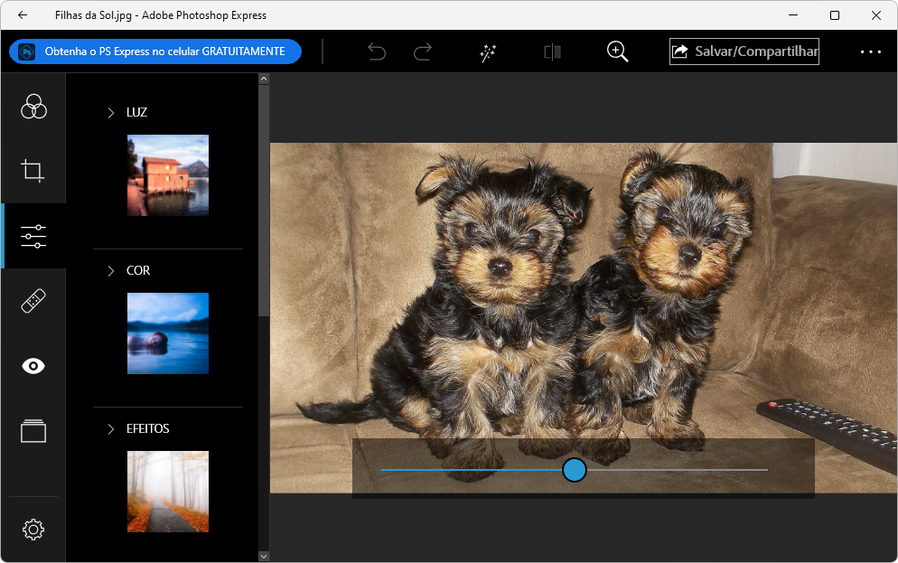 Adobe Photoshop Express captura de tela demo