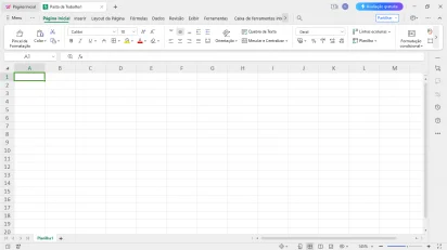 Captura de tela demonstrativa do WPS Office mostrando uma planilha aberta. A captura mostra as opções disponíveis para editar planilha na aba 