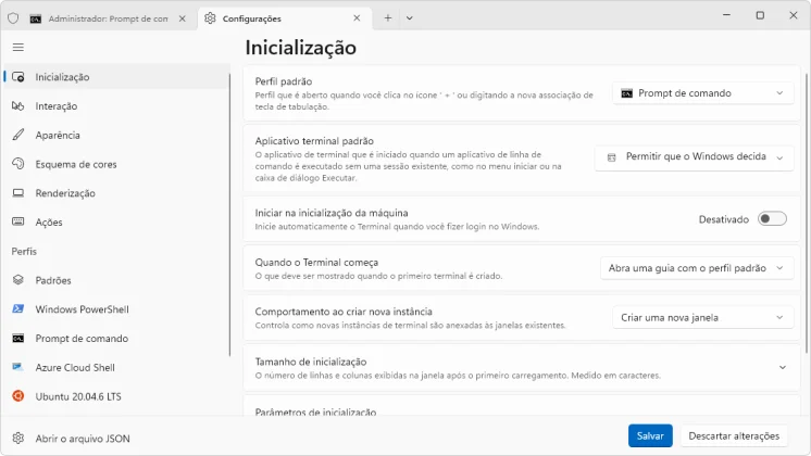 Windows Terminal configuracoes captura de tela 1 baixesoft