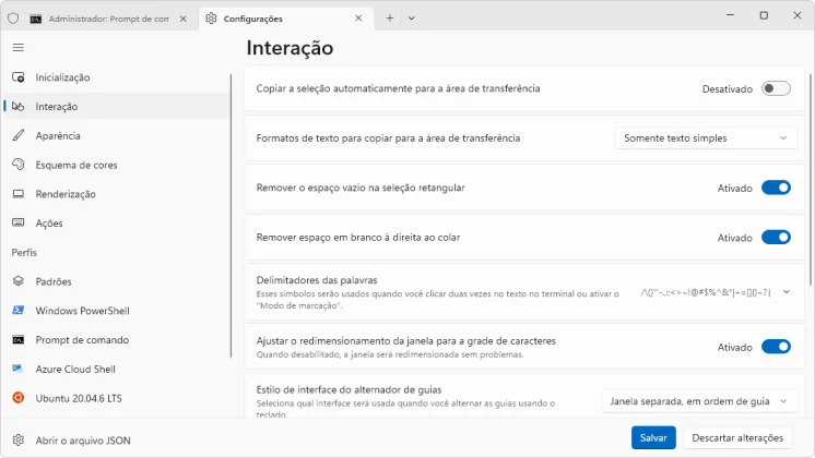 Windows Terminal configuracoes captura de tela 2 baixesoft