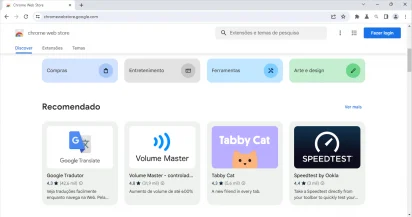 Captura de tela do Chromium que mostra sua integração com a Chrome Web Store.